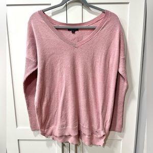 American Eagle Outfitters Pink V-neck Sweater